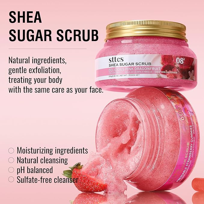Sttes Smell Rio Shea Sugar Body Scrub 03 (Irresistible Charm) – Coconut & Vanilla Scent Shower Treatment 250g
