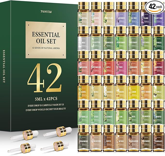 FUHITIM Essential Oil Set, Premium Essential Oils Gift Set for Diffuser, DIY Candle and Soap Making, 42x5 ML (0.17oz)