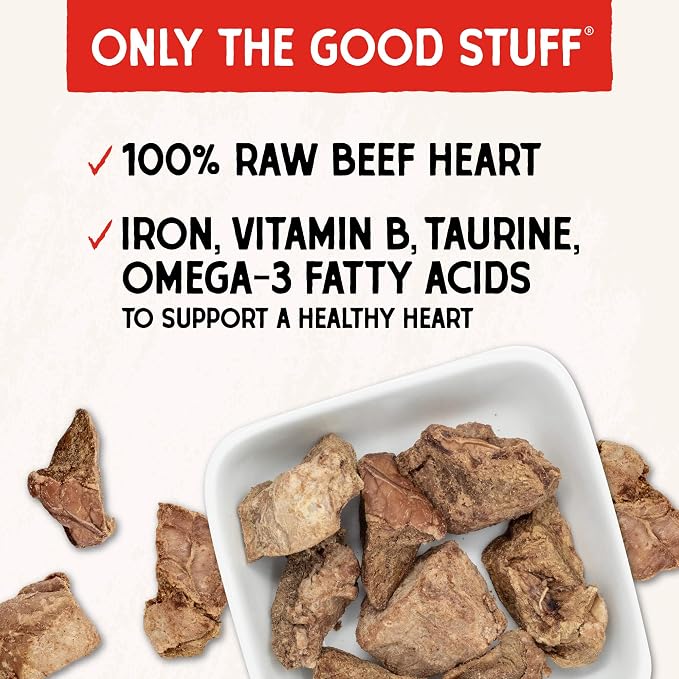Stella & Chewy's Freeze-Dried Raw Beef Heart Dog Treats - Single Ingredient, No Additives - Premium Training Treats - Perfect for Picky Eaters - 3oz Bag