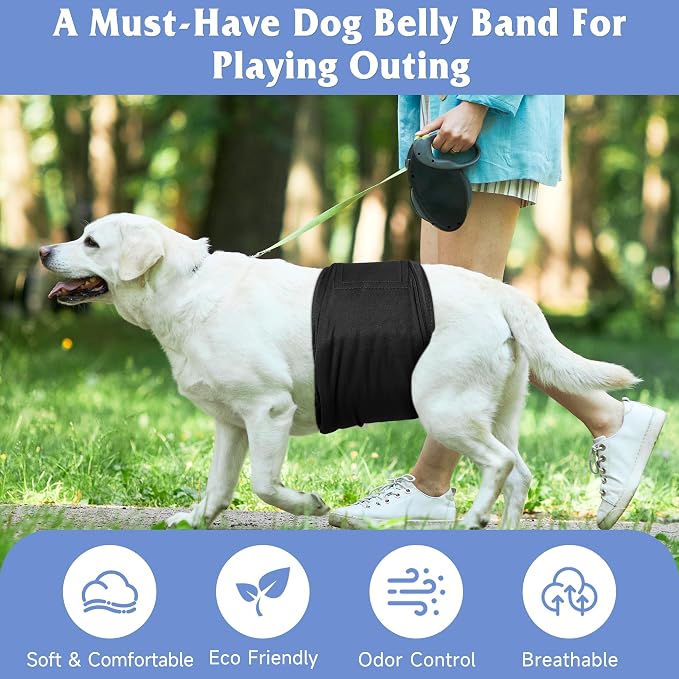 5 Pack Dog Diapers Male Reusable, Premium Belly Bands for Male Dogs, High Absorbing Dog Pee Wraps for Doggie in Incontinence and Training Black M