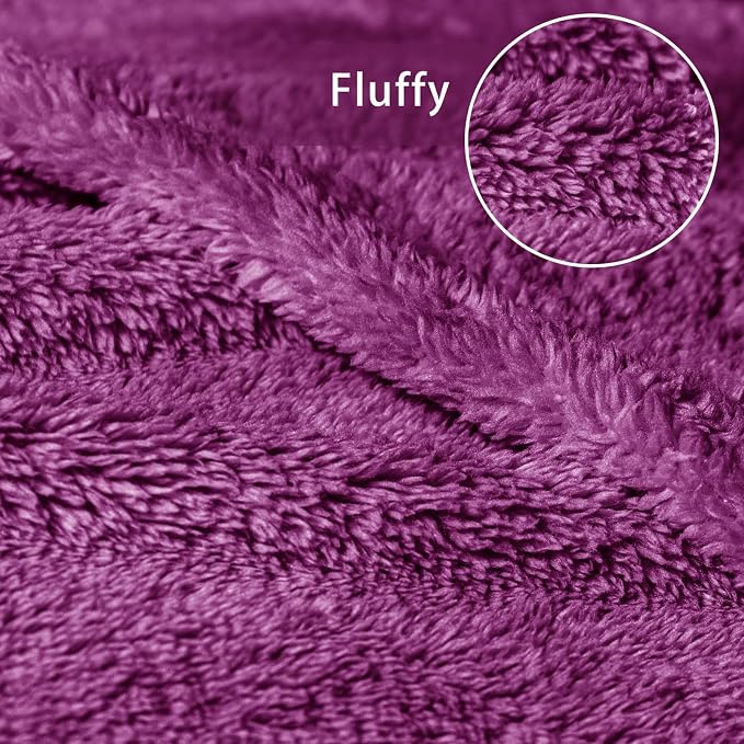 Exclusivo Mezcla Soft Plush Fleece Throws Blanket for Couch Sofa Bedroom | Lightweight Fuzzy Fluffy Blanket for All Seasons, Cozy Velvet Throws for Women Men, Machine Washable, 50"x60", Purple