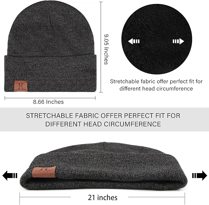 Winter Warm Beanie Hat Touchscreen Gloves Set, Soft Skull Cap Gloves Set for Men and Women with Warm Knit Fleece Lined