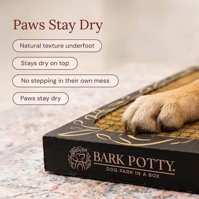 Bark Potty for Puppies - Indoor Puppy Litter Box, Dog Potty Tray 30x20 | Plant-based fiber material - stays dry & pest-free, easy one-hand disposal, indoor potty for dogs, puppies & housebreaking
