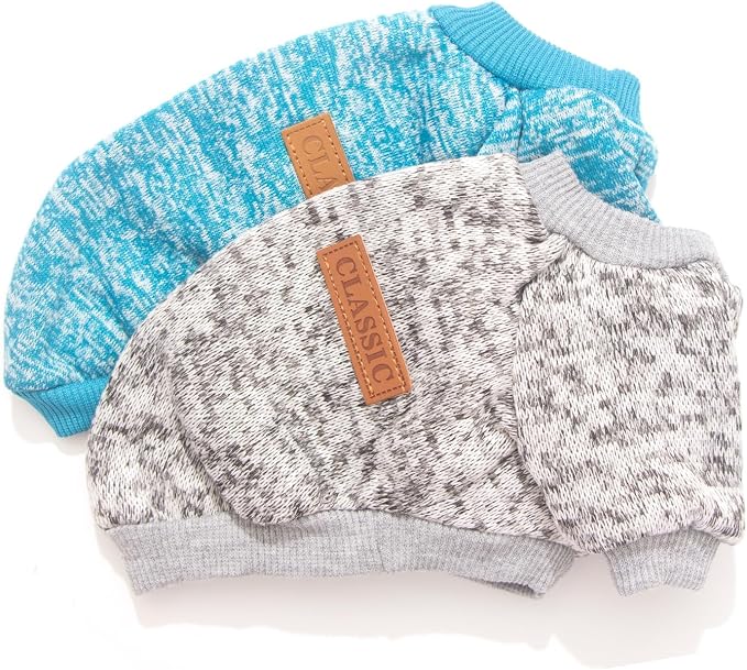 2 Pieces Dog Sweaters for Small Dogs Winter Fleece Puppy Sweaters Warm Outfit Pet Small Dog Sweater for Boy Girl Dogs Yorkie, Chihuahua, Bulldog, Dachshund, Pug, X-Large