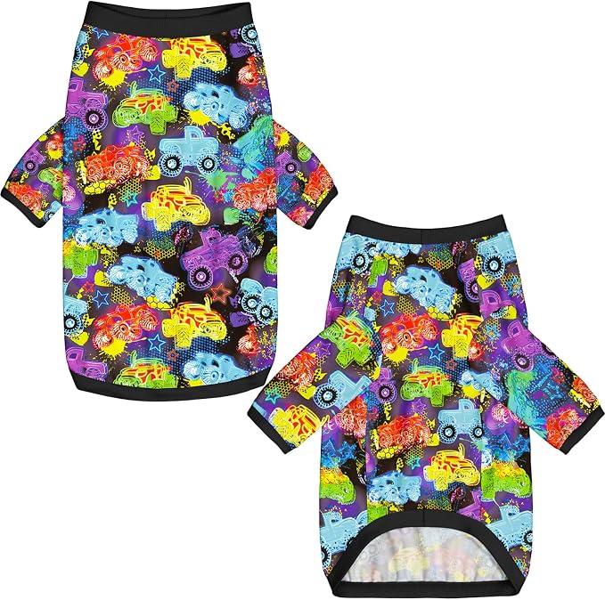 Dog T Shirts with Monster Truck Pattern Printed Pet Shirt Softable Pajamas for Large Dogs,Truck XL