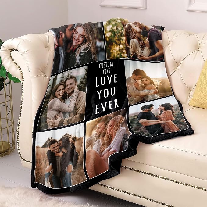 Funny DIY Custom Blanket Customize Photos Blanket Personalized Blankets with Picture Text Customized Christmas Valentines Day Birthday Gifts for Couple Boyfriend Girlfriend Him Her Men Women Dad Mom