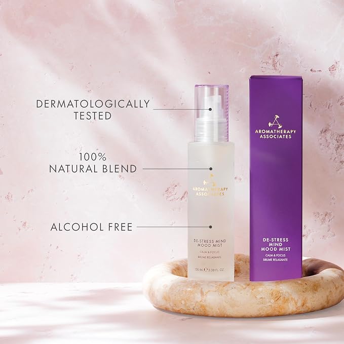 Aromatherapy Associates De-Stress Mind Mood Mist, 100ml, Calming Aromatherapy Spray, Body, Room & Pillow Spray with Camomile, Frankincense & Ashwagandha, Alcohol-Free Essential Oil Mist for Relaxation