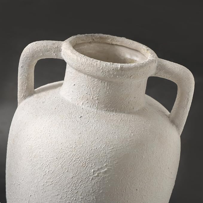 Ceramic Flower Vase, 11.41 Inch Tall Rustic Vase with 2 Handles | Farmhouse Vase Adds Rustic Charm to Living Room, Shelf, Table, and Office Decor, Perfect for Home Styling and Gifts