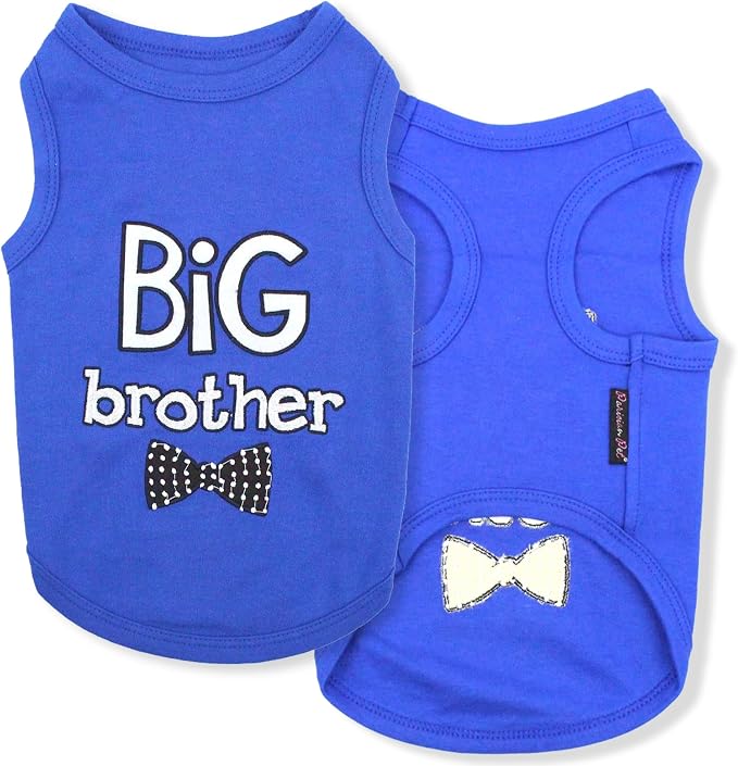Parisian Pet Dog Shirt – 100% Cotton Shirts for Large Dogs – Blue Sleeveless Pet Clothes – Lightweight and Breathable Dog Apparel – Boy Big Brother Dogs Clothes - Stretchy Pet T Shirts