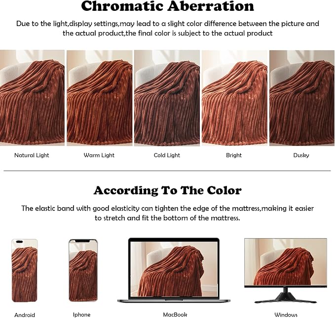 NEWCOSPLAY Fleece Ribbed Cozy Queen Blanket for Couch, Coffee, 90"x90" | Premium Silky Flannel Blanket, Soft Lightweight Fluffy Throw Blanket for Bed Sofa Decor, Gift for All Season Use