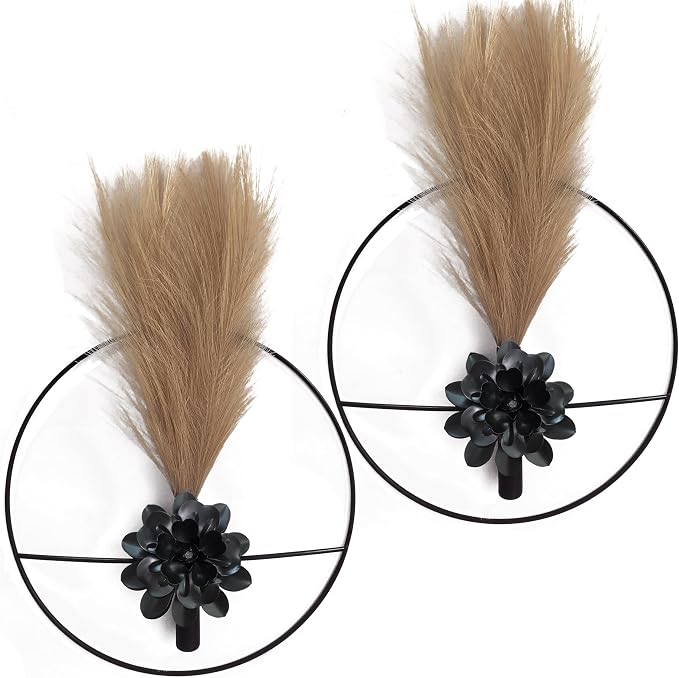 Metal Plants Wall Hanging Decor; Wall-Mounted Plants Wall; Plant Wall Decor; Metal Wall Hanging Vase for Living Room, Bedroom, Bathroom, Dining Room, Plant Wall-Mounted Decor (Black Large Flower)