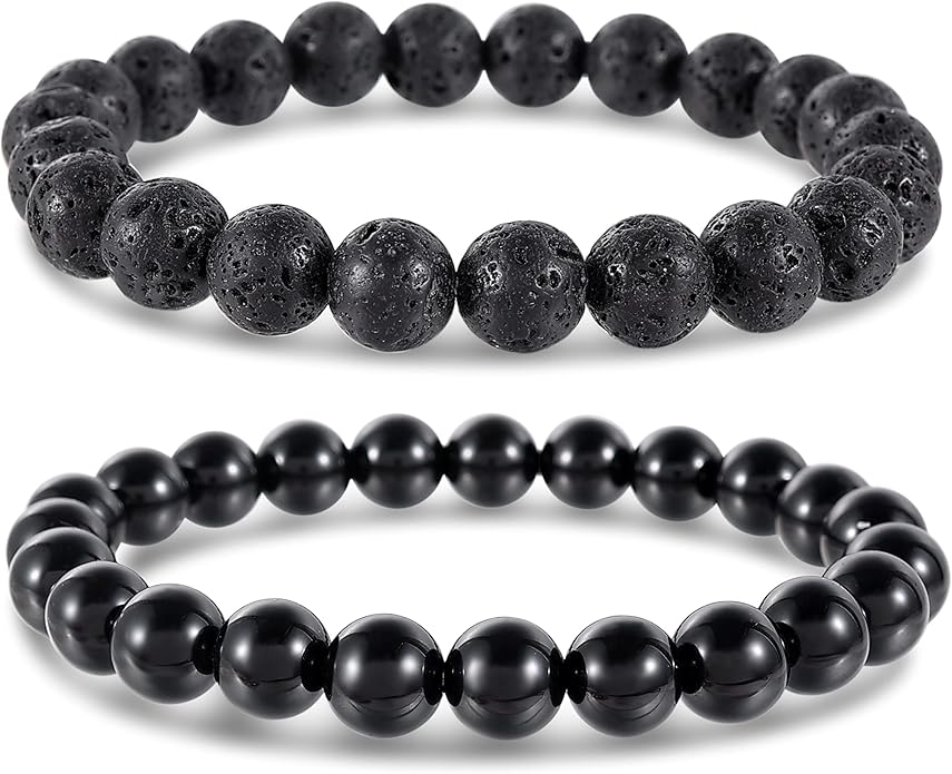 Bivei Natural Gemstone Semi Precious Healing Crystals Handmade Stretchy Round Beads Bracelet,Stocking Stuffers for Women Enhance Positive Energy