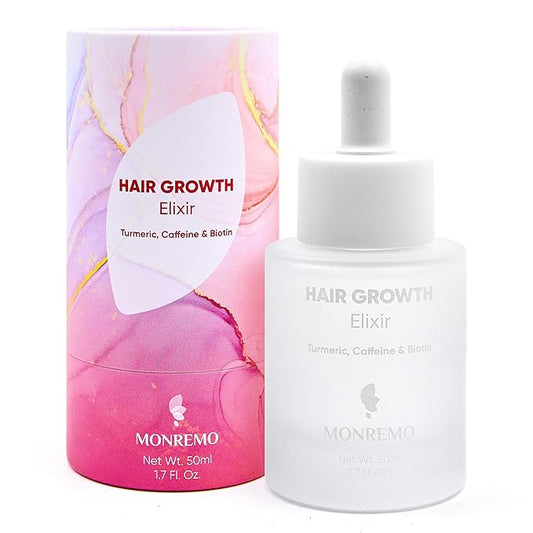 Hair Growth Serum with Turmeric, Caffeine & Biotin – Fast-Absorbing Hair Thickening Serum & Scalp Treatment for Men & Women – Lightweight Vegan Formula for Thinning, Weak Hair Regrowth