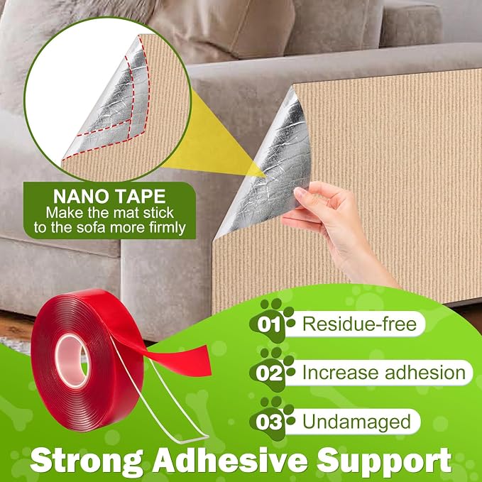 ENONCI 23.6x15.8 Cat Scratcher Mat, Self-Adhesive Cat Scratch Furniture Protector
