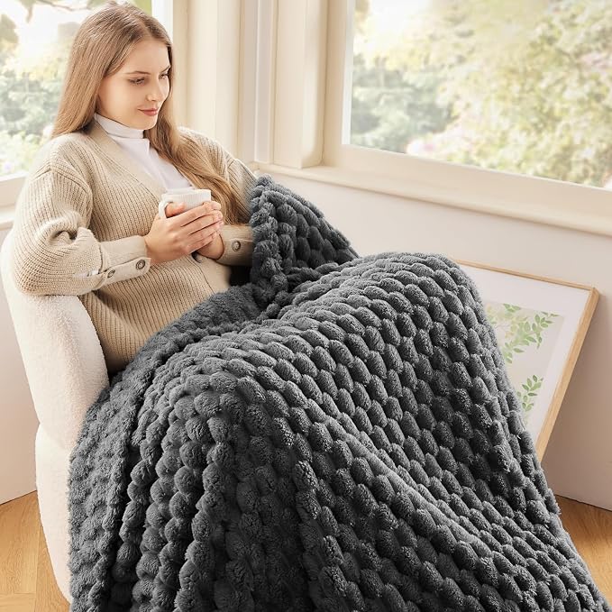 NEWCOSPLAY Fleece Clouds Cozy Throw Blanket for Couch, Grey, 50"x60" | Premium Silky Flannel Blanket, Soft Lightweight Fluffy Throw Blanket for Bed Sofa Decor, Gift for All Season Use