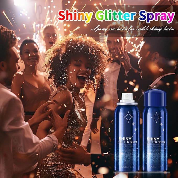 Body Glitter, Body Glitter Spray, Glitter Spray for Hair and Clothes, Quicking Drying and Long Lasting Shiny Glitter Hairspray for Stage, Music Festival Rave and Makeup Prom 2.11 Fl Oz