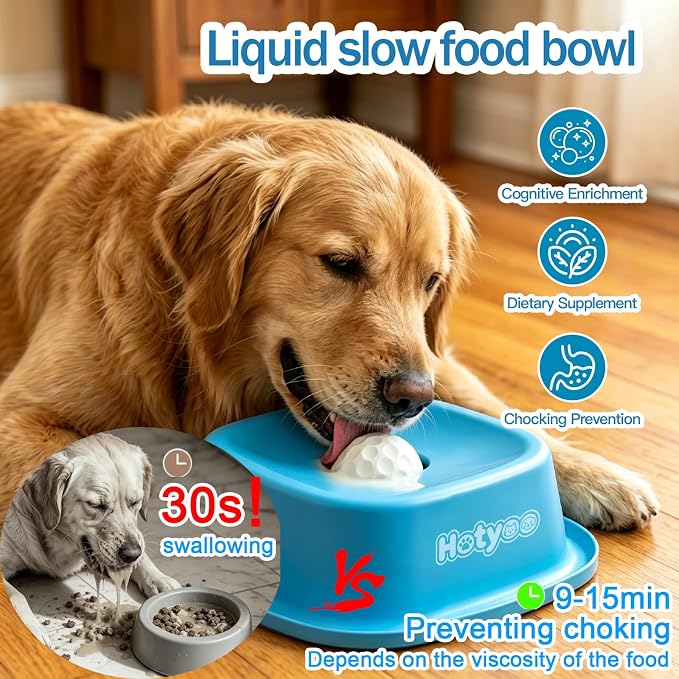 Dog Lick Bowl with Rolling Ball, Slow Feeder Lick and Roll Bowl for Dogs Liquid Treat, Dog Licking Bowl for Yogurt & Broth 350ml Large Capacity Non-Slip Base, Daily Meal & Post,Patent Pending(Black)