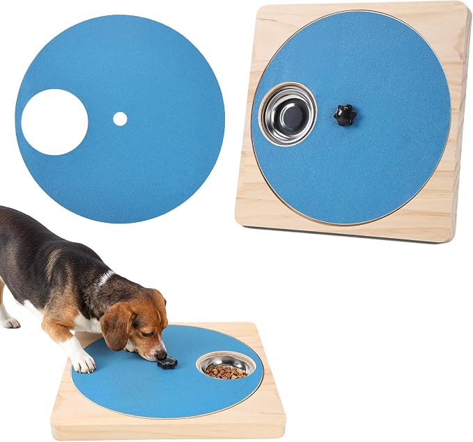 Dog Nail Scratch Board with Treat Board, Stress-Free Nail Care for Dog | Wood Scratching Pad with Sandpaper and 6 Steel Bowls, Nail File Toy for Dog