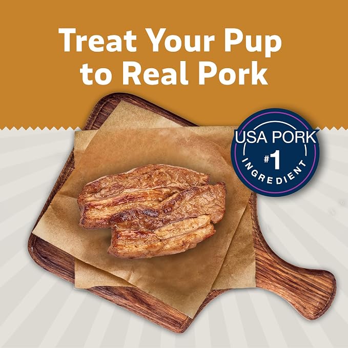 Blue Buffalo Sizzlers Pork & Cheddar Bacon-Style Dog Treats, 15 oz | Real USA Pork First, Real Cheddar Cheese, Soft-Moist Texture, No Chicken By-Product, Corn, Wheat, or Soy