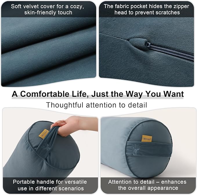 Body Pillow for Adults,Long Round Pillow,Big Cylindrical Pillow,Large Full Bolster Pillows for Side Sleepers (Slate Blue, 59"*7.87")