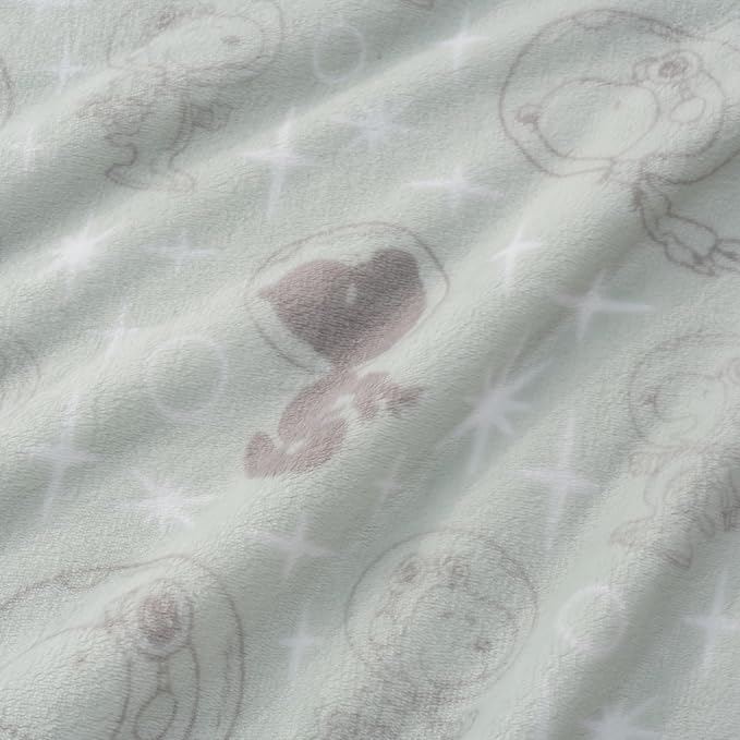Berkshire Blanket Peanuts® VelvetLoft® Cute Character Snoopy Plush Oversized Kids Throw Blanket, Peanuts Snoopy Outta This World Seaglass (50in x 60in)
