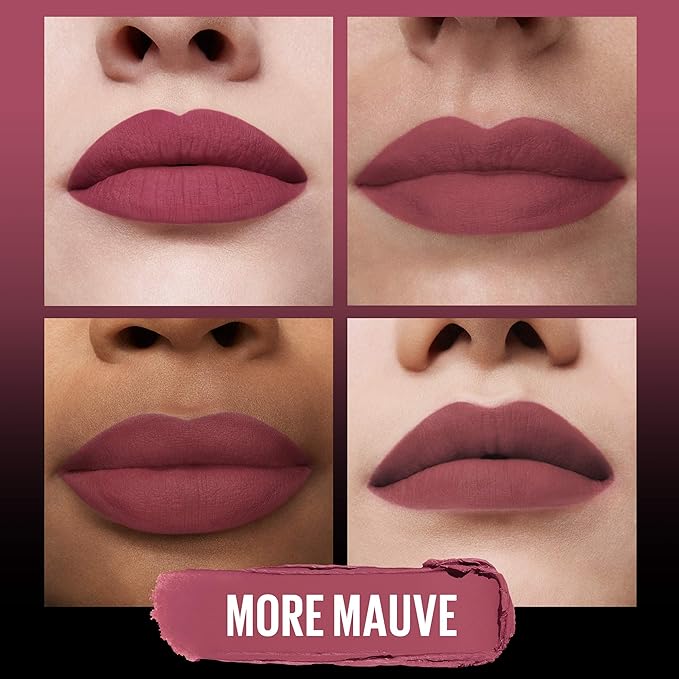 MAYBELLINE Color Sensational Ultimatte Matte Lipstick,Non-Drying,Intense Color Pigment,More Mauve,Purple Mauve Pink,(Pack of 2)