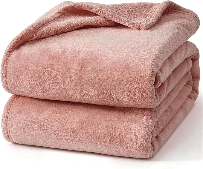 Hansleep Throw XL Dusty Pink Fleece Blanket, Soft Flannel Bed Blanket | Fuzzy Cozy Blanket 50x70 Inches, Multi-use for Bed, Sofa, Couch, Travel, Camping, All Season Warm Lightweight Cover