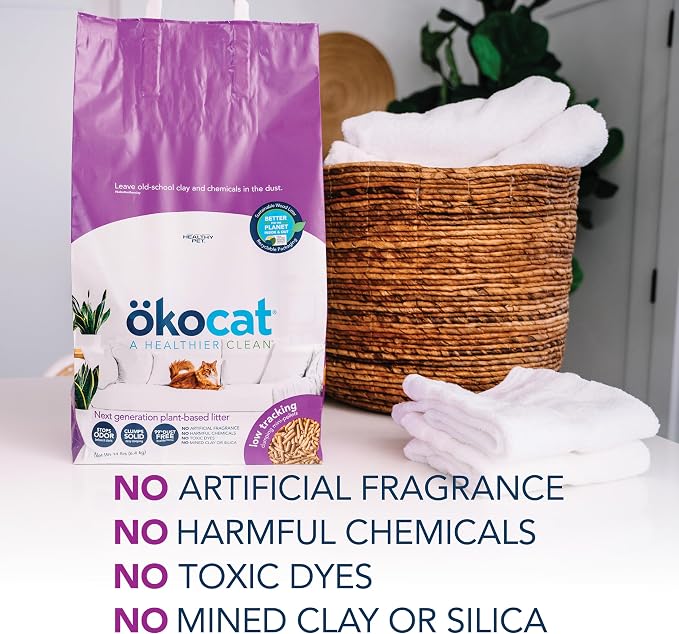 ökocat Low Tracking Natural Wood Clumping Cat Litter, Odor Control 27.5 Lbs