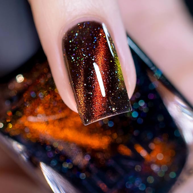 ILNP Roulette - Black-Based Red Magnetic Holographic Nail Polish