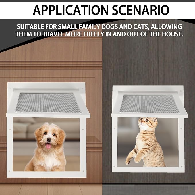 TonGass 7.87" x 9.84" Pet Screen Door Flap Fits Dogs & Cats Under 30 Lbs | Small Dog Doors Flaps, Cat Screen Window Door Flap for Exterior Porch Screen and Window Screen - White