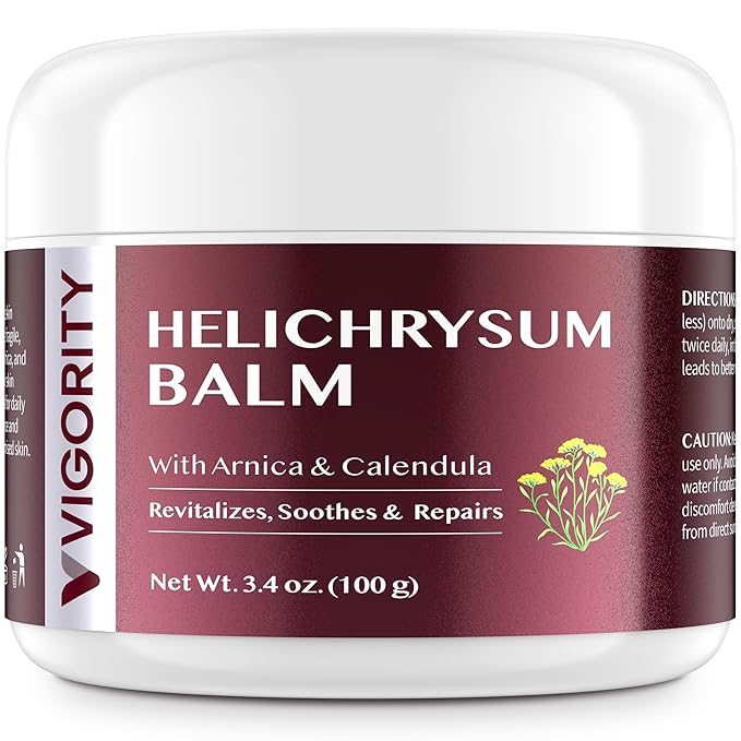 Vigority Helichrysum Balm Soothes & Repairs: Restorative Arnica Cream with Calendula for Bruised, Fragile & Thin Skin – Moisturizes, Revitalizes & Strengthens Skin Barrier for Adult Seniors - 3.4 oz