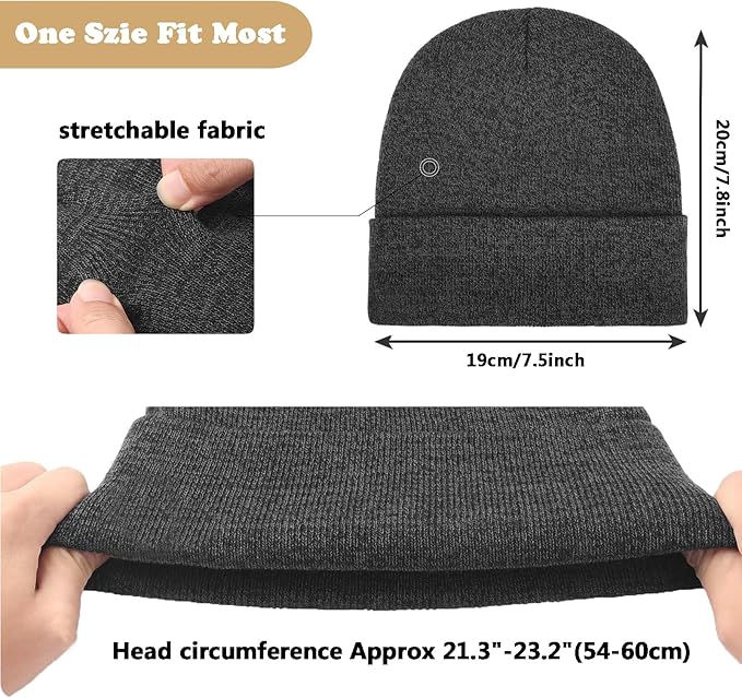 ZOORON Beanie for Women Men Ski Watch Cap Cuffed Plain Skull Knit Hat Soft Fisherman Winter Hat
