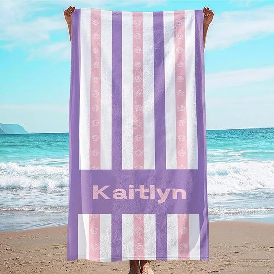JML Custom Beach Towel with Name, Personalized Microfiber Beach Towel with Name, Large, Soft, Quick Dry & Absorbent for Swim, Pool,Adult,Summer Holiday,Vacation,Travel,Gift for Anniversary, Birthday