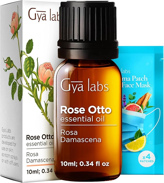 Rose Essential Oils for Skin Use & Lavender Essential Oil for Diffuser Set - Aromatherapy Grade Essential Oils Set - 2x0.34 fl oz - Gya Labs