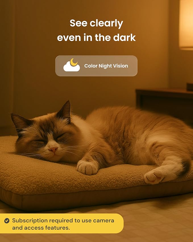Furbo 360° Cat Camera [Paid Plan Required to Activate] | Stay connected with AI Cat & Home Safety Alerts, Auto-Tracking, Video History & 2-Way Audio. Plan Req. (3mo min)