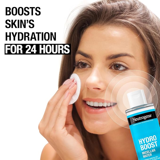 Neutrogena Hydro Boost Micellar Water with Hyaluronic Acid, Micellar Cleansing Water for Sensitive Skin, Removes Makeup, Dirt & Oil, Alcohol-Free, 13.5 fl oz
