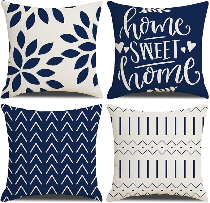 Throw Pillow Covers 18x18 Inch, Pillow Covers 18x18,Squar Pillow Covers Set of 4 Boho Modern Farmhouse Neutral Decorative Pillowcases Linen Cushion Case for Couch, Bed, Home Decor