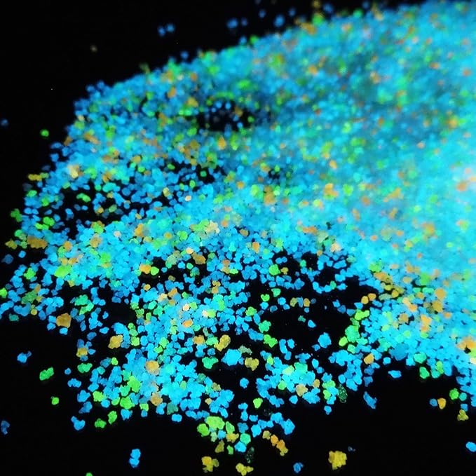 TWINKLING Glow in The Dark Crushed Glass, Broken Glass Glitter, Glow in The Dark Stones Gems Chips for DIY Resin Art Epoxy Crafts, Nail Art, Jewelry Making, Geode Painting, 0.85mm(100g) (Mixed Color)