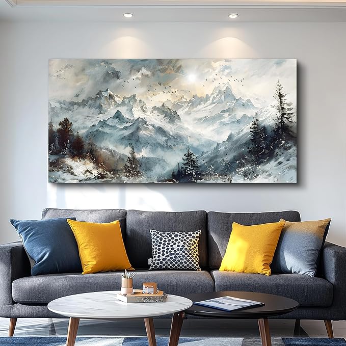 KELIYUAN Canvas Wall Art For Living Room Farmhouse Wall Decor For Office Abstract Mountain Landscape Wall Painting Framed Pictures Artwork Modern Bedroom Dormitory Home Decoration Aesthetic 20x40in
