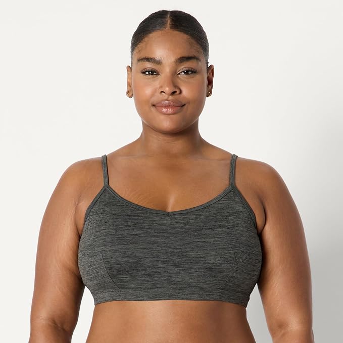 Amazon Essentials Women's Active FormFlex Buttery Soft Light Support Heathered Spaghetti Strap Yoga Sports Bra