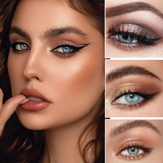 K'APEINE Nude Eyeshadow Palette, Embossed 12Colors Eyeshadow Palette with Blush, Contour, Highlighter All In One Disc Makeup Kit Matte&Glitter Eyeshadows Multi-Use Eye Shades Palette for Natural Look