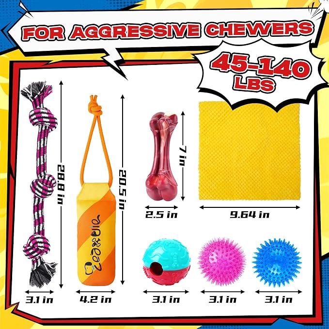 Zeaxuie 12-Pack Dog Toys for Aggressive Chewers,Dog Toys for Large Dogs