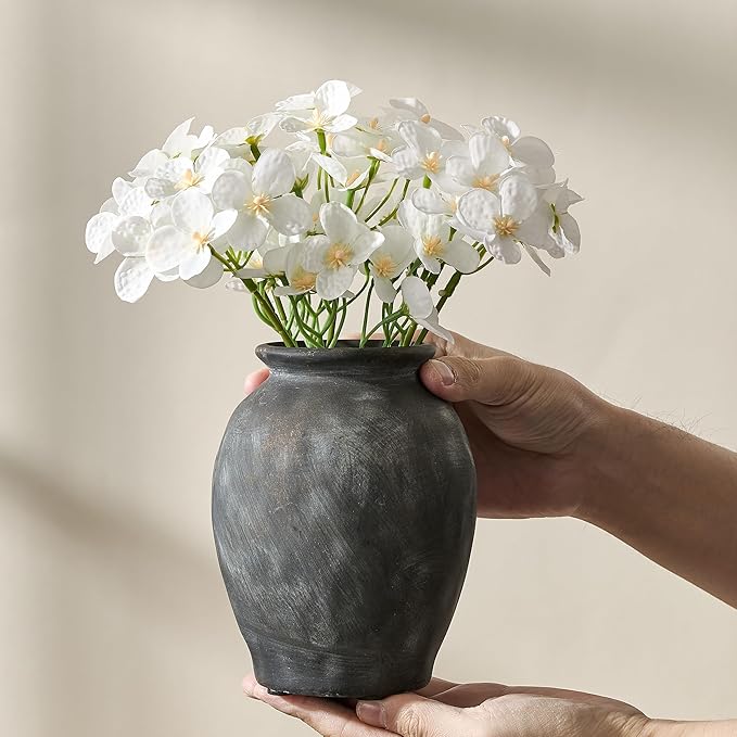 5.94" Ceramic Vase for Home Decor, Decorative Terracotta Farmhouse Rustic Vases for Living Room Kitchen Bedroom Bathroom Entryway Mantel Table, Pottery Vases for Grass Pampas Dried Fresh Flowers