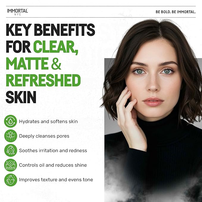 Immortal NYC - Aloe Vera & Mint Purifier Clay Mask – Face Mask for Matte Look Skin, Oil Control, Deep Cleansing & Refreshing Skincare. Great Gifts For Women & Men – 10 oz