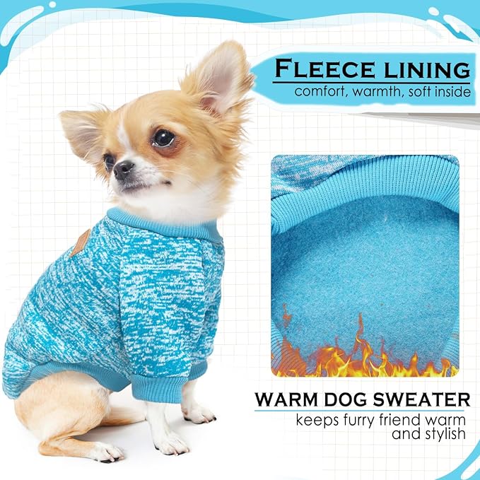 2 Pieces Dog Sweaters for Small Dogs Winter Fleece Puppy Sweaters Warm Outfit Pet Small Dog Sweater for Boy Girl Dogs Yorkie, Chihuahua, Bulldog, Dachshund, Pug, X-Large