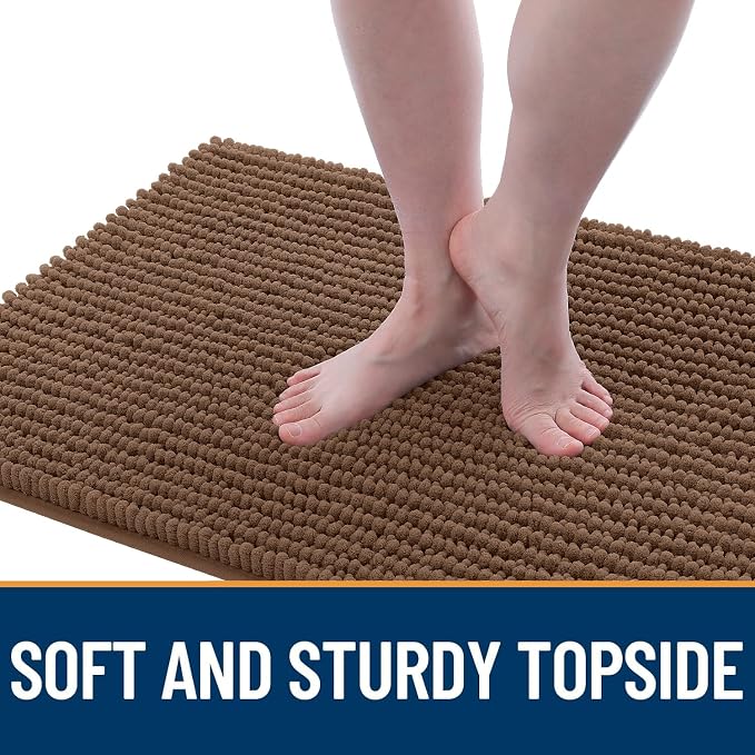 OLANLY Dog Door Mat for Muddy Paws 47x24, Extra Absorbent Chenille Mud Mat | Mocha, Absorbs Moisture and Dirt, Non-Slip Machine Washable Doormat, Quick-Drying Indoor Entryway Floor Mat for Dogs