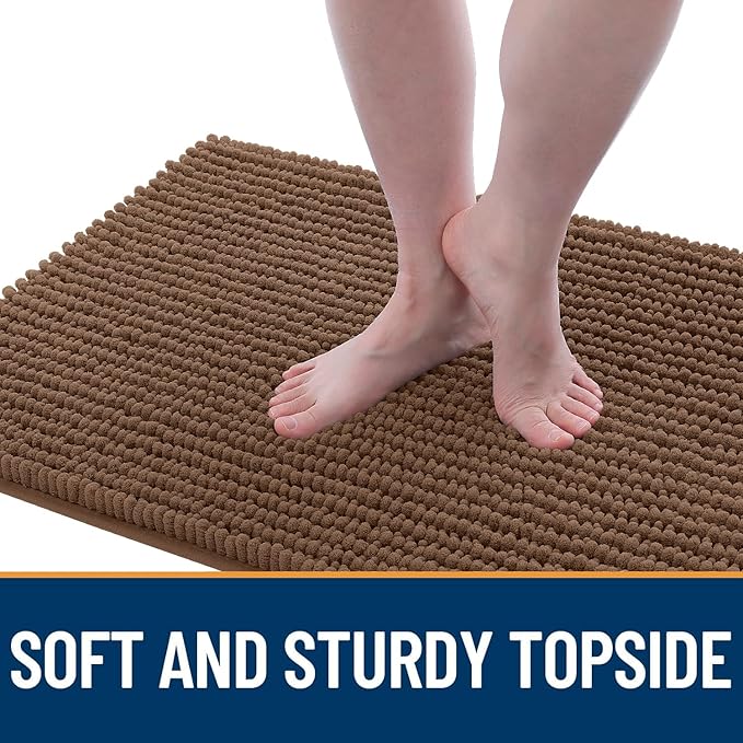 OLANLY Dog Door Mat for Muddy Paws 44x24, Extra Absorbent Chenille Mud Mat | Mocha, Absorbs Moisture and Dirt, Non-Slip Machine Washable Doormat, Quick-Drying Indoor Entryway Floor Mat for Dogs