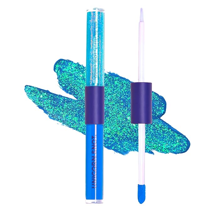 UNICORN SNOT Quiet Riot Glitter Lip Duo | 2-in-1 Set: Matte Lipstick & Plastic-Free Glitter | 0.15oz Blue Lipstick & 0.16oz Gloss, Dream