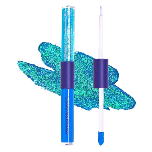 UNICORN SNOT Quiet Riot Glitter Lip Duo | 2-in-1 Set: Matte Lipstick & Plastic-Free Glitter | 0.15oz Blue Lipstick & 0.16oz Gloss, Dream