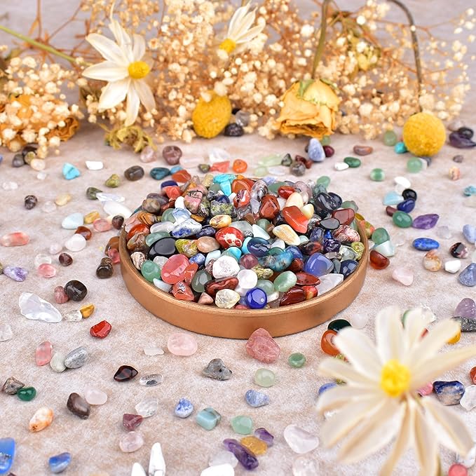 36 Varieties Healing Crystal Chips Stones Set – Christmas Gift 2.5 lbs, 0.3" Natural Polished & Tumbled Gemstones Collection and Small Decorative Rocks for Chakra, Meditation, Reiki, Crafts